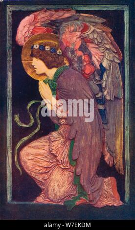 'An Angel Adoring`, a coloured plaster relief by Robert Anning Bell', c1901 (1901-1902).. Artist: Robert Anning Bell. Stock Photo